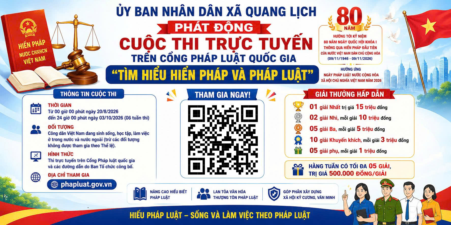Phát động Cuộc thi trực tuyến trên Cổng Pháp luật quốc gia “Tìm hiểu Hiến pháp và pháp luật”