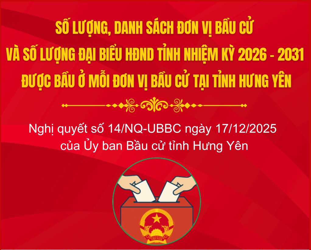 Hưng Yên có 17 đơn vị bầu cử với 85 đại biểu HĐND tỉnh được bầu trong nhiệm kỳ 2026 - 2031