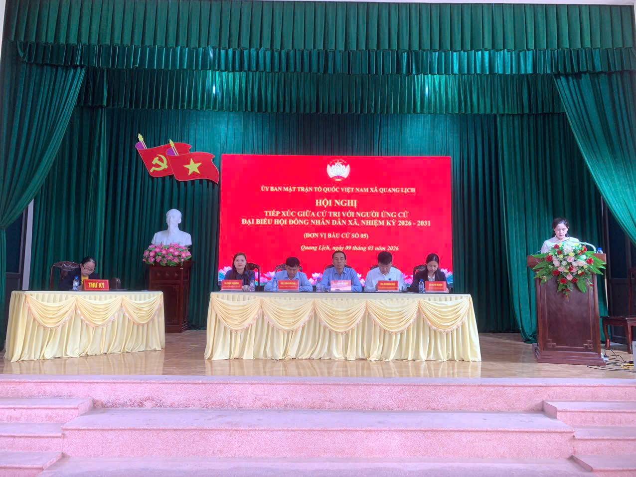 Hội nghị tiếp xúc cử tri với những người ứng cử đại biểu HĐND xã Quang Lịch, nhiệm kỳ 2026 - 2031, đơn vị bầu cử số 05